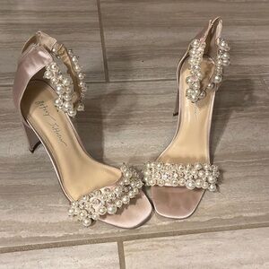 Betsy Johnson Blue pink pearl and diamond pumps